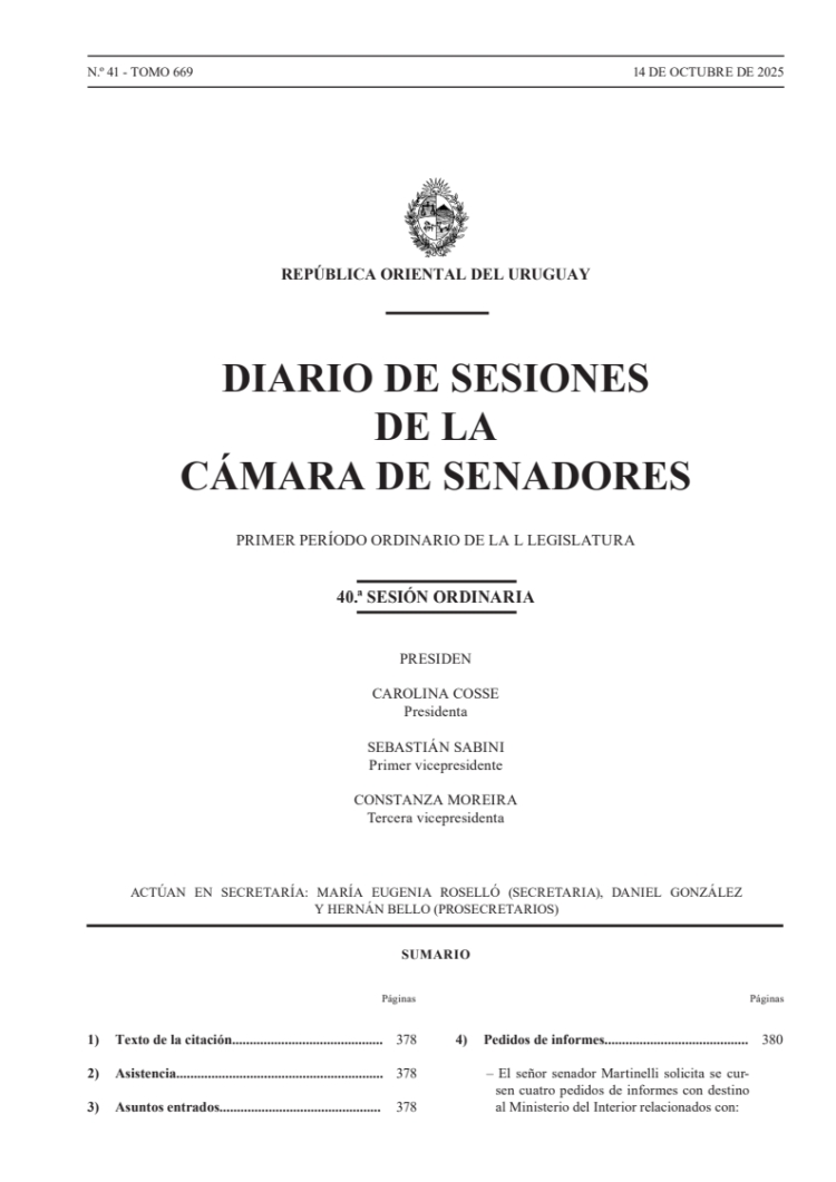 DIARIO DE SESIONES DE LA CAMARA DE SENADORES del 14/10/2025